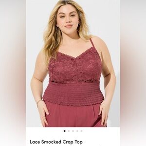 Torrid Lace Smocked Crop Top